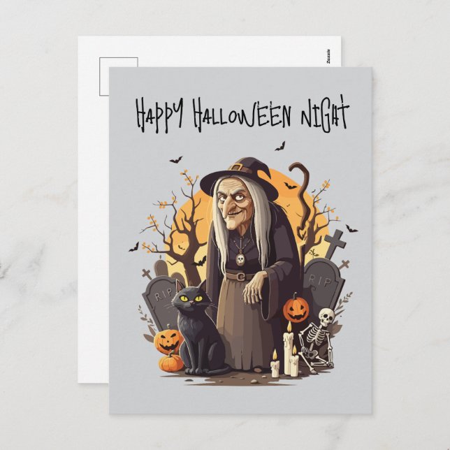 👻 Bruxa Cartão Postal Halloween 🎃🧙‍♀️ (Frente/Verso)