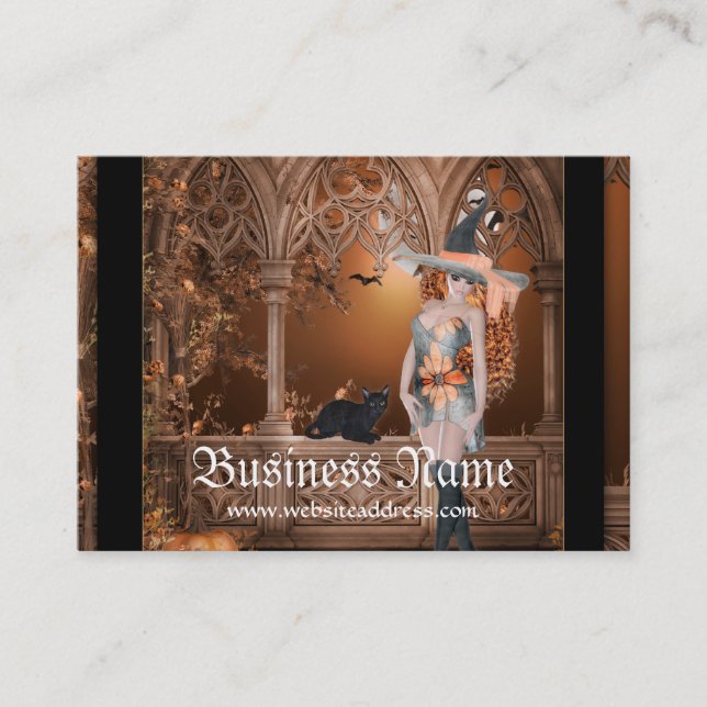 Bruxa com os cartões de visitas da fantasia do (Frente)