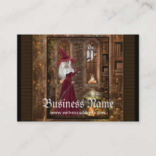 Bruxa com os cartões de visitas de uma fantasia d