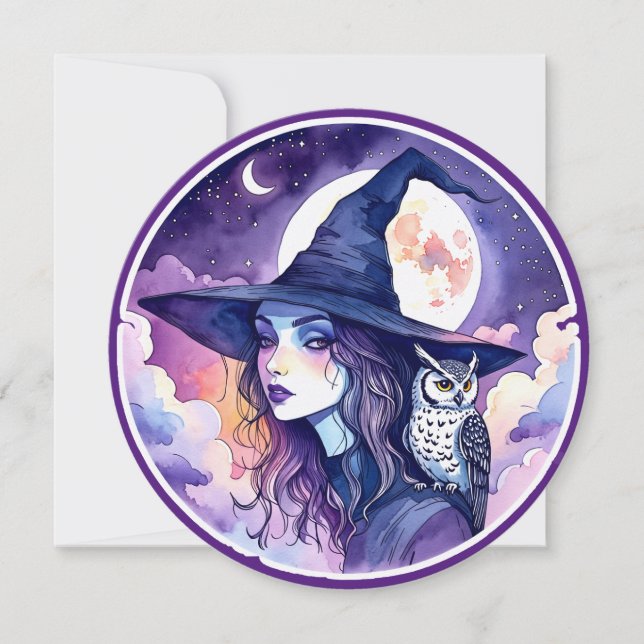 Bruxa com uma Coruja - Diversão para Fãs de Hallow (Frente)