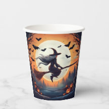 Bruxa de Broomstick com morcegos