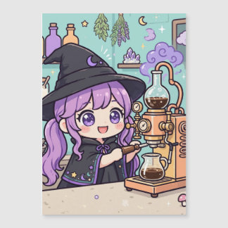 Bruxa de Cabelo Roxo Kawaii Magnético | Aconchegan