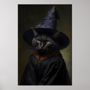 Bruxa de Gato, Cartaz Antigo, Impressão de Arte de