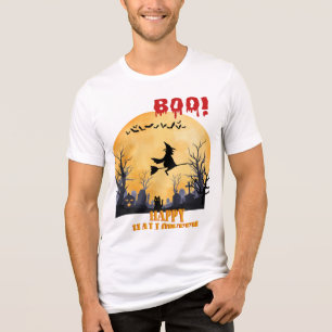 "Bruxa de Halloween assustadora voando sobre Grave