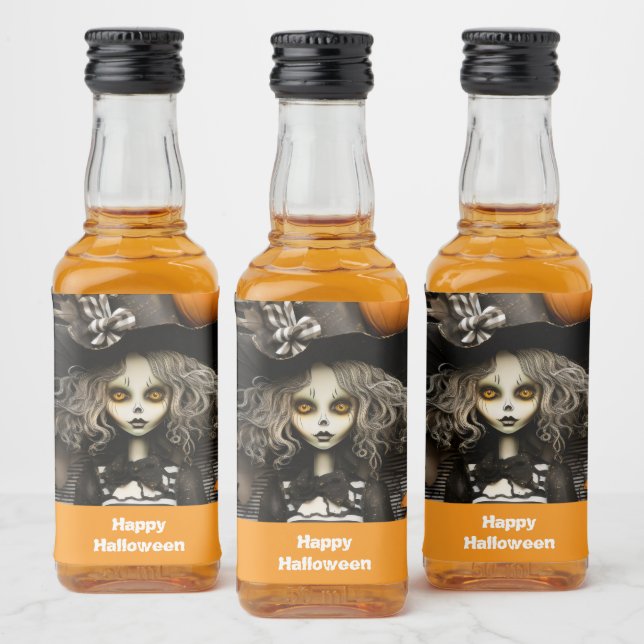 bruxa de Halloween com abóboras (Garrafas)