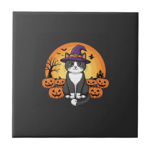 Bruxa de Halloween Gato Abóbora Lua Design_1