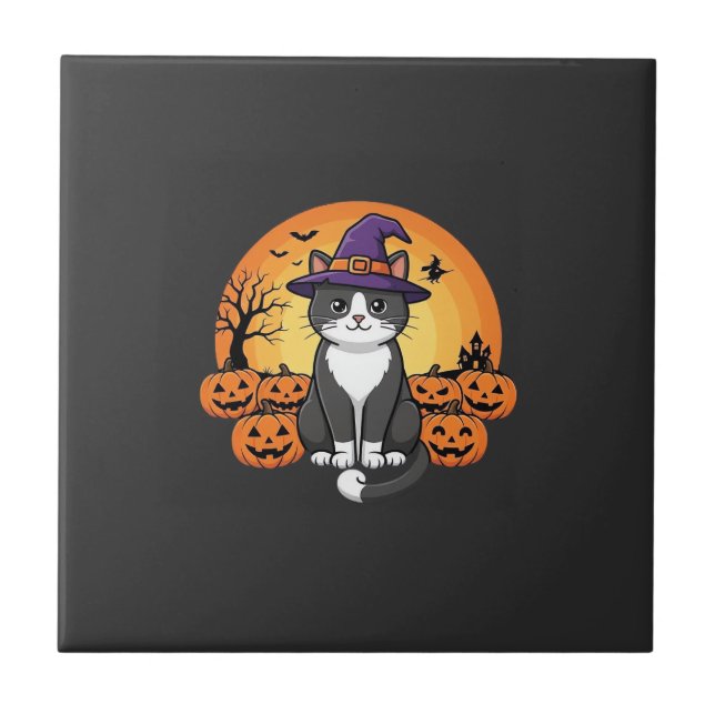 Bruxa de Halloween Gato Abóbora Lua Design_1 (Frente)