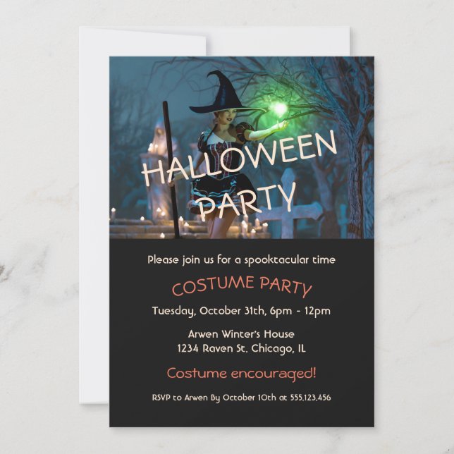 Bruxa de Halloween no Convite Florestal (Frente)