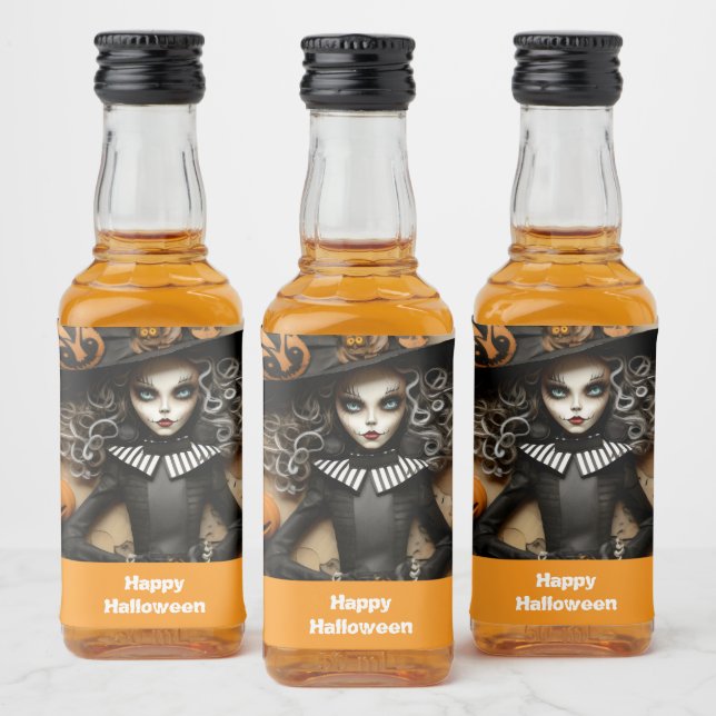 bruxa do Halloween com abóboras (Garrafas)