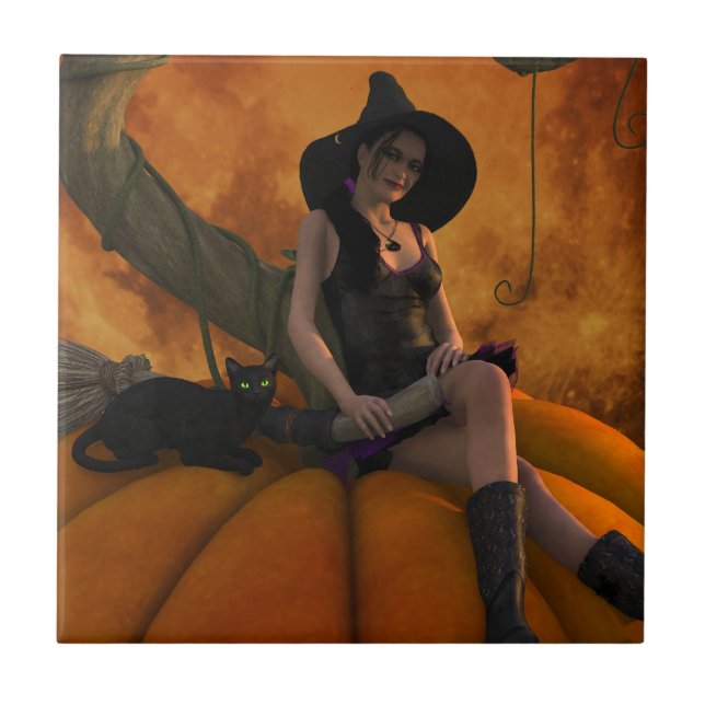 Bruxa e Gato na Pumpkin Gigante (Frente)