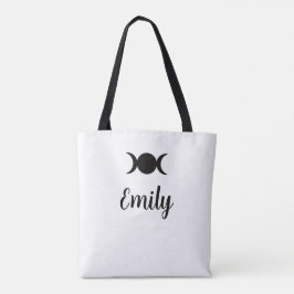bruxa em vassoura & tote personalizável da lua tri