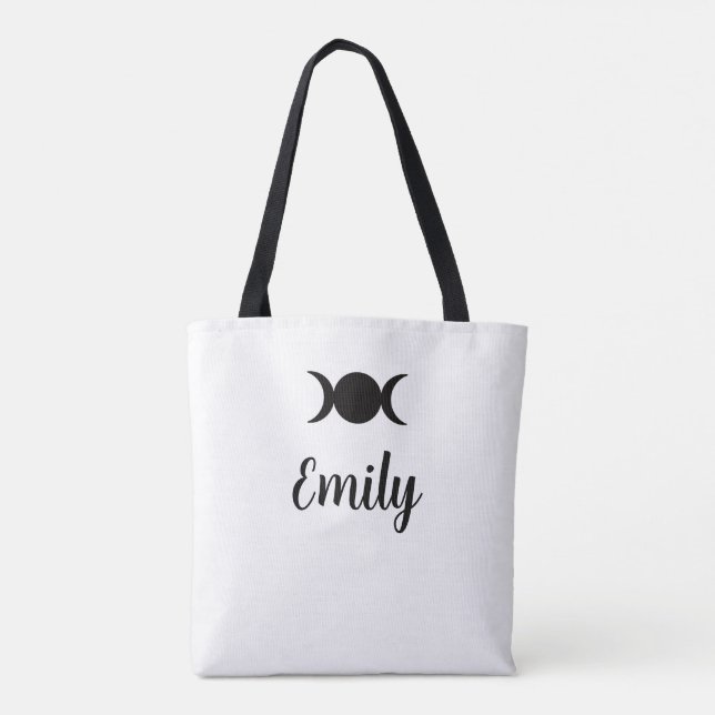 bruxa em vassoura & tote personalizável da lua tri (Verso)