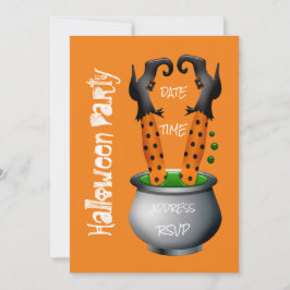 Bruxa engraçada no convite de festa de Halloween d