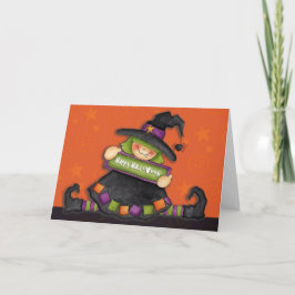 Bruxa Feliz de Halloween - Cartão Saudável