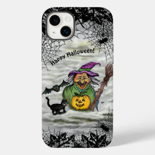 Bruxa, Gato, Bat e Abóbora, Feliz Halloween!