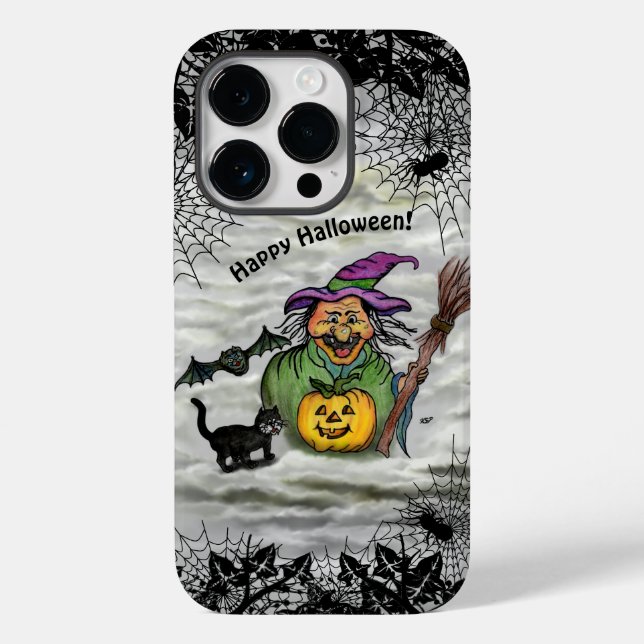 Bruxa, Gato, Bat e Pumpkin, Feliz Halloween! (Verso)