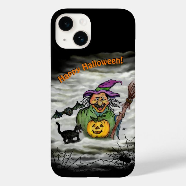Bruxa, Gato, Bat e Pumpkin, Feliz Halloween! (Verso)