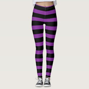 Bruxa listrada preta roxa o Dia das Bruxas Legging