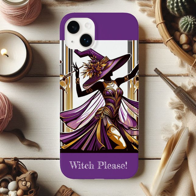 Bruxa Má Dourada Roxa Roxa Arte Deco Funky (Wicked Witch Spooky Purple Gold Hue Art Deco Funky Case-Mate iPhone Case)