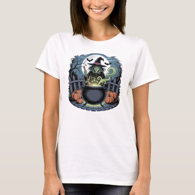 Bruxa na camiseta Cauldron (Frente)