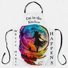 Bruxa na cozinha mágica Impressão Apron
