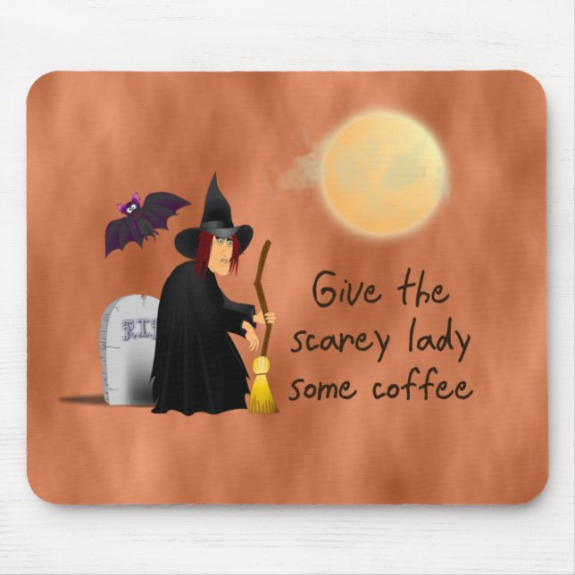 Bruxa Scarey antes do mousepad do café (Frente)