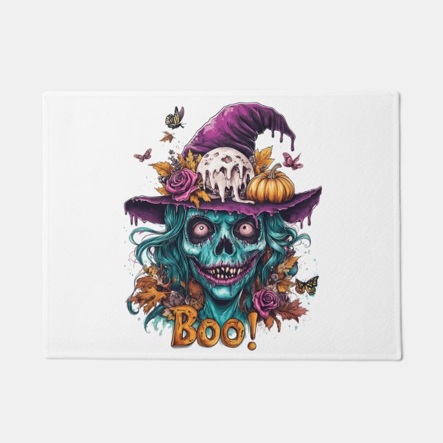 Bruxa!" Tapete de Boas-vindas de Halloween em Form (Frente)
