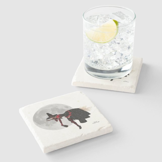 Bruxa Tipsy Sobre Porta copos De Pedra De Broom Vo (Lateral)