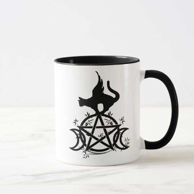 Bruxa tripla da caneca do gato preto do Pentacle (Direita)