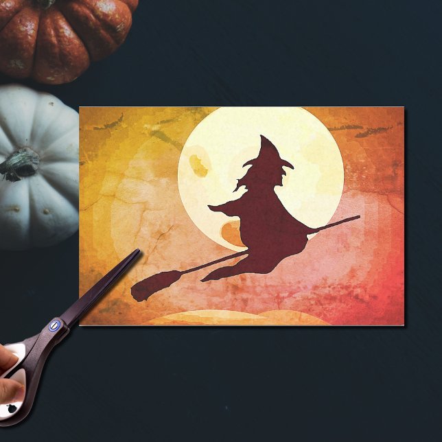 Bruxa Voadora com cheio Lua n.o 2 Papel Tecido (Criador carregado)