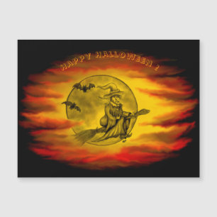 bruxa voadora com gato preto, noite de halloween