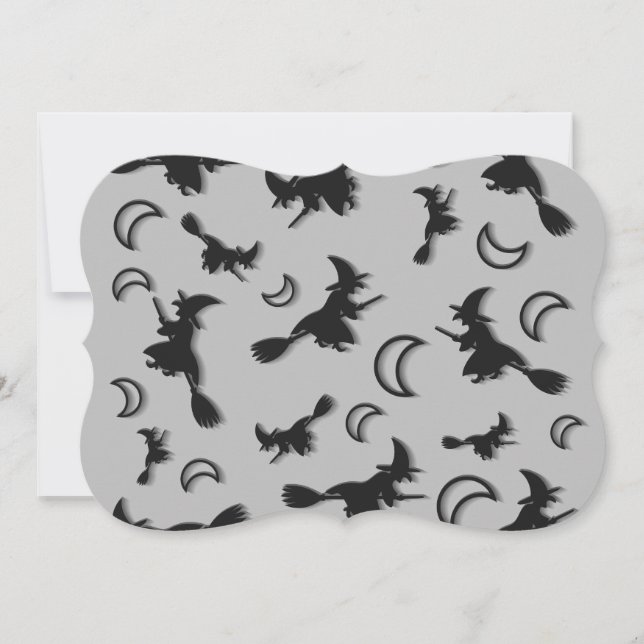 Bruxa voadora entre meia lua na noite de Halloween (Frente)