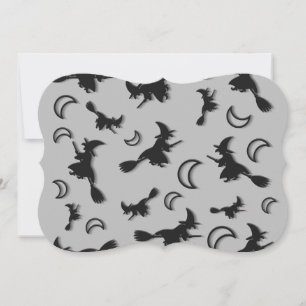 Bruxa voadora entre meia lua na noite de Halloween
