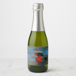 Bruxa voando com gato preto na noite de Halloween