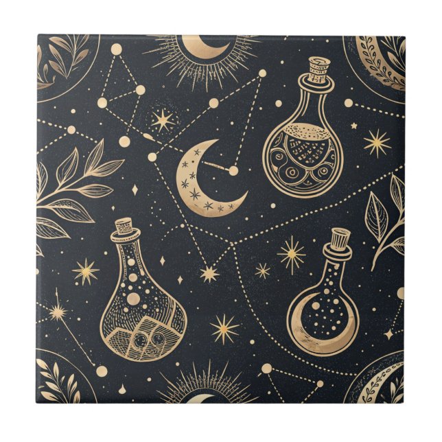 Bruxaria Celestial - Lua Dourada, Frascos de Poção (Frente)