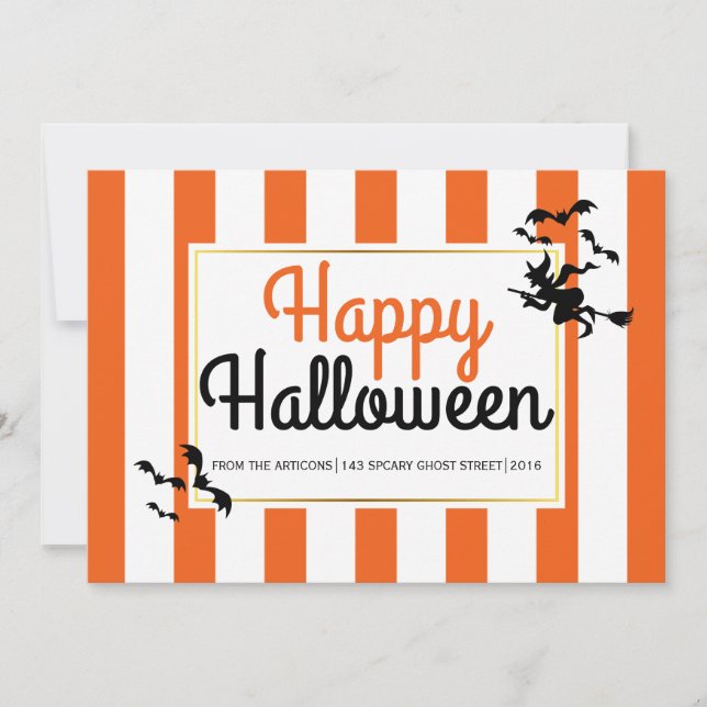 Bruxas e morcegos listram Halloween moderno (Frente)