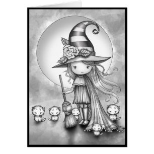 Bruxinha do Halloween Pinte seu próprio Cartão