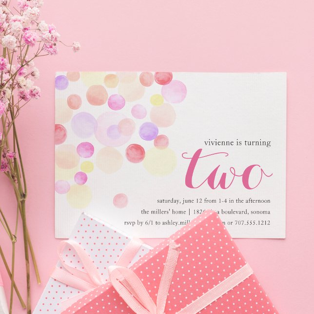 Bubble | Watercolor, Segundo Convite De Aniversári (Criador carregado)