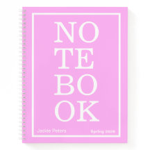 Bubblegum Pink Modern Big "NOTEBOOK" Notebook