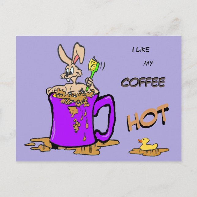 Bubbling Bunny Coffee Lover Cust. Cartão Postal (Frente)
