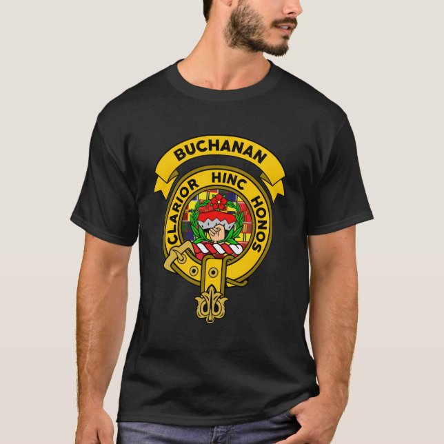 Buchanan Clan Crachá Tartan T Camisa Longa (Frente)