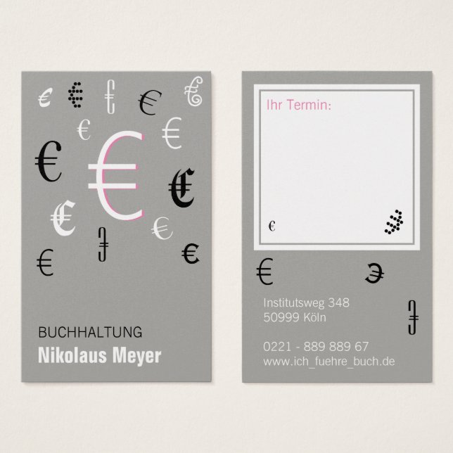 Buchhaltung Visitenkarten mit rosa (Frente & Verso)