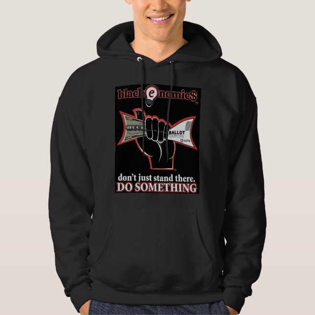 "Buck and Ballot" Capuz Pullover Preto para Homens (Frente)