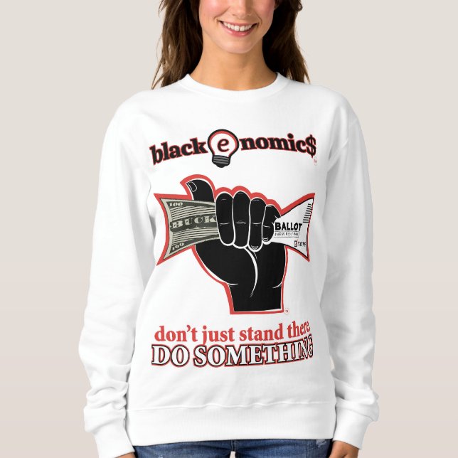 "Buck and Ballot" Suéter Branco para Mulheres (Frente)