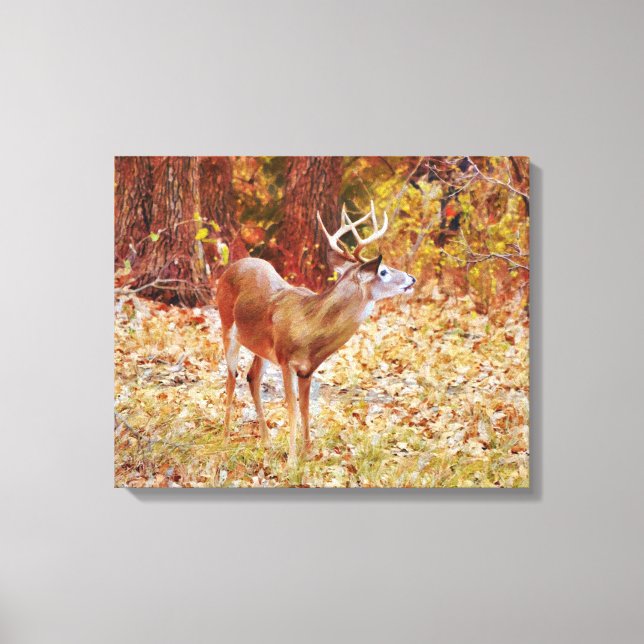 Buck Wild Deer in Woods Canvas (Frente)