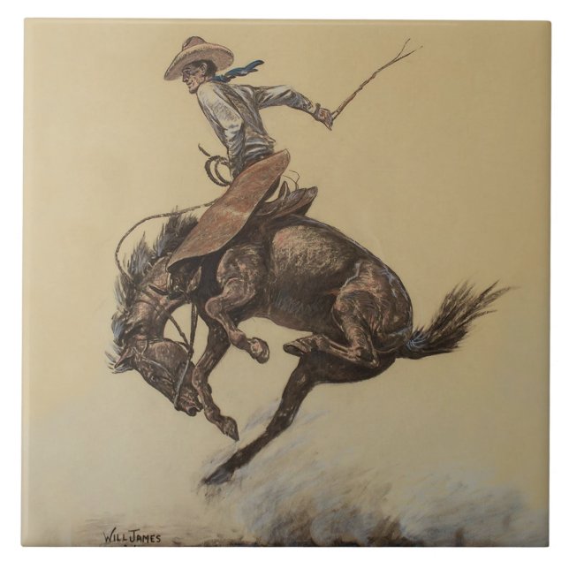 "Bucking Horse" Arte Ocidental de Will James (Frente)