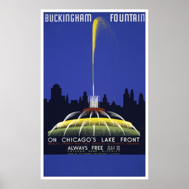 Buckingham Fountain Vintage WPA Poster (Frente)