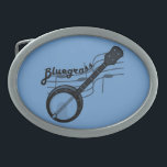 Buckle Bluegrass Belt com Banjo e escala musical<br><div class="desc">Bluegrass Belt Buckle com Banjo e escala de música pode ser personalizado com nome de banda ou mudança de cor de fundo.</div>