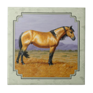 Buckskin Horse Mustang Stallion Sage Green