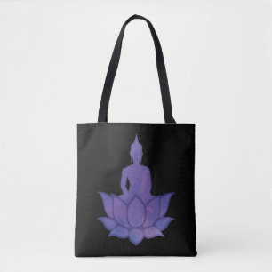 Buda sobre Lotus Purple Tote Bag